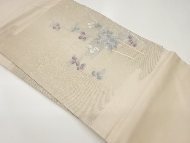 紗 萩模様織出し名古屋帯